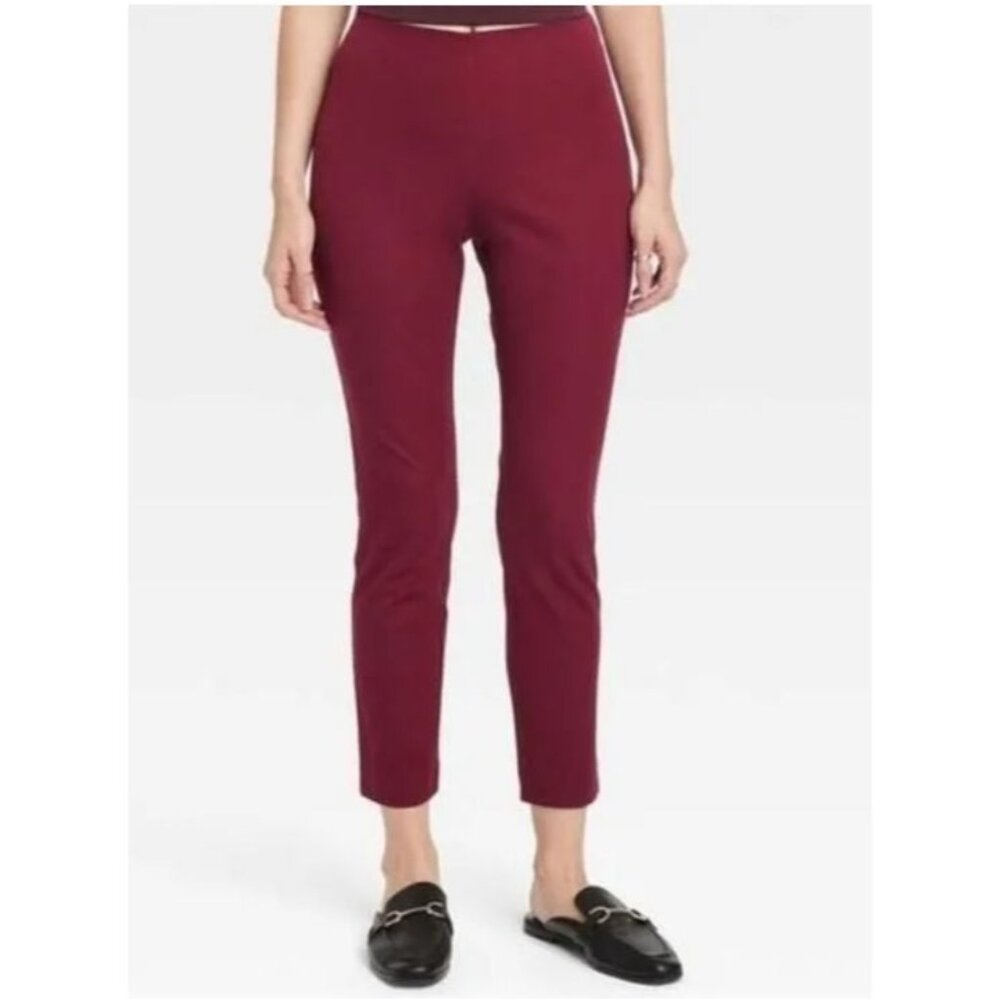Womens High-Waisted Burgundy Skinny Ankle Pants Size 4